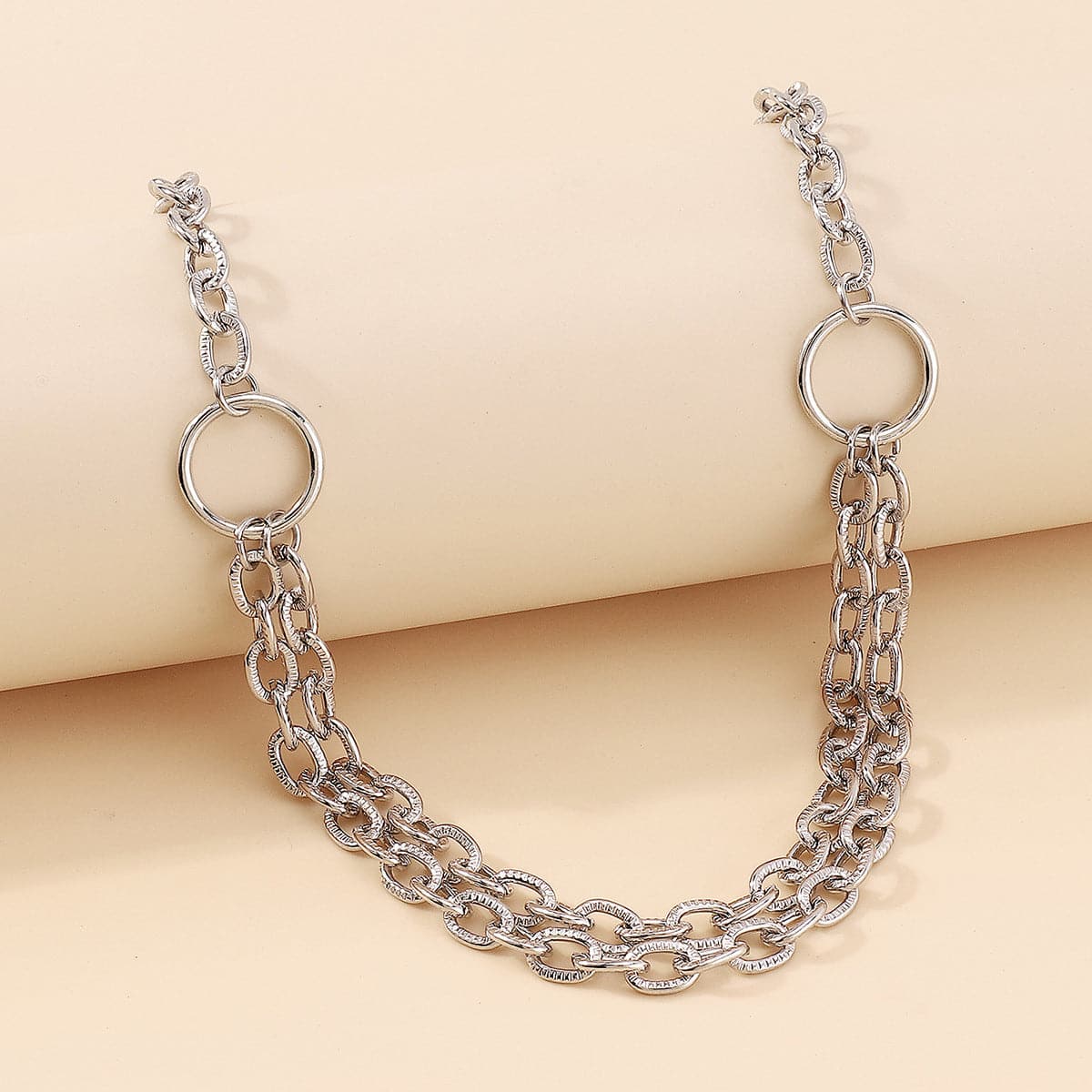Silver-Plated Dual-Layer Cable Chain Necklace