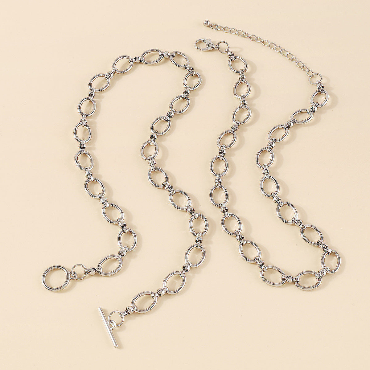 Silver-Plated Oval-Link Chain Set