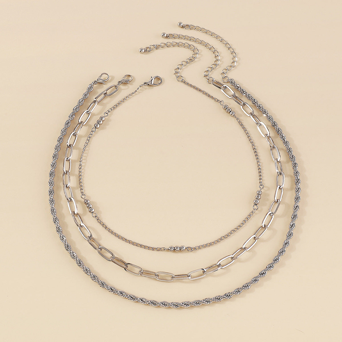 Silver-Plated Twine Necklace Set