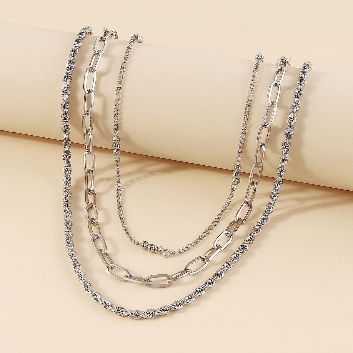 Silver-Plated Twine Necklace Set