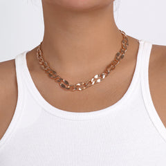 18K Gold-Plated Hammered Curb Chain Necklace