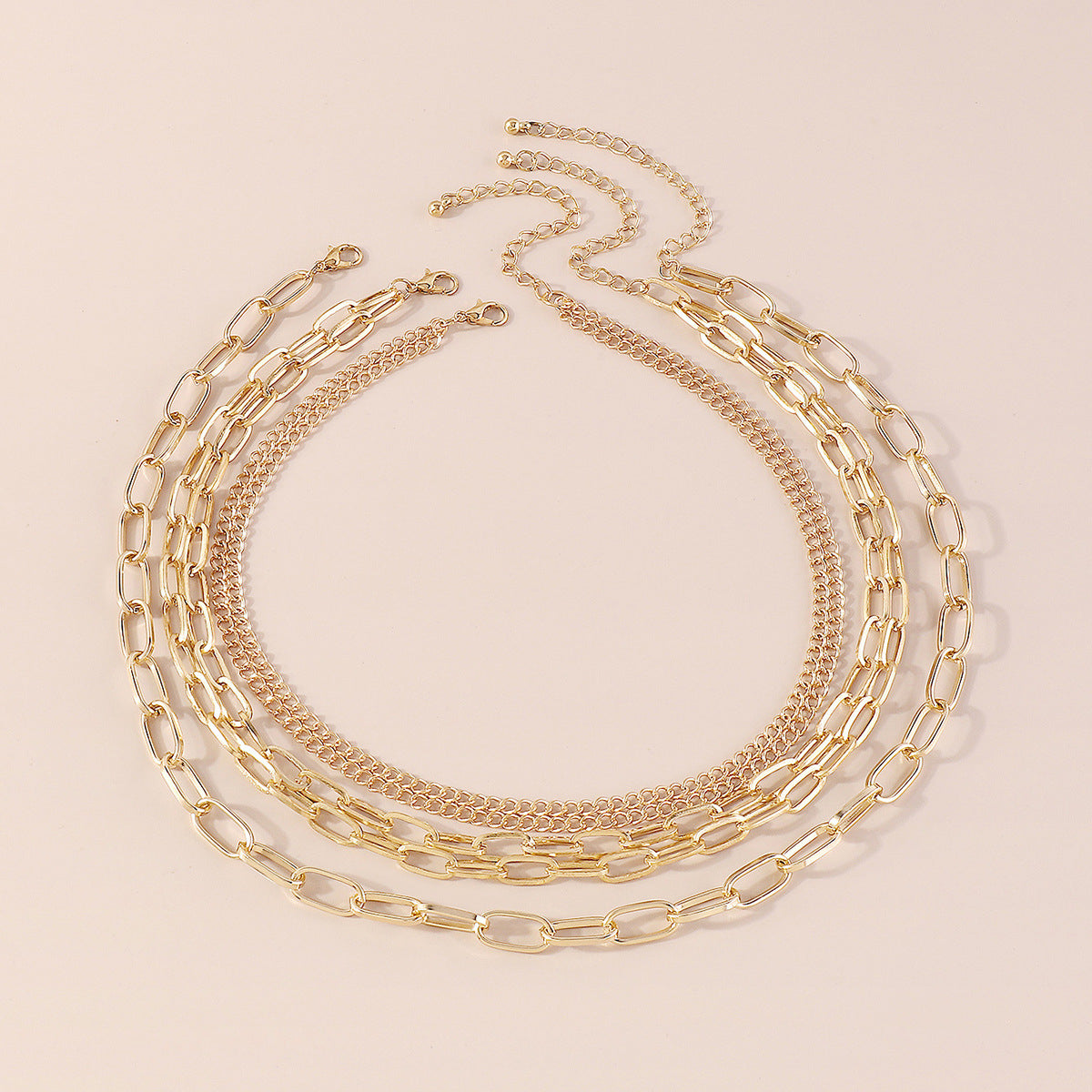 18K Gold-Plated Layered Curb Chain Necklace Set, jewelry gift sets for women, elegant gift for her, lifestyle look