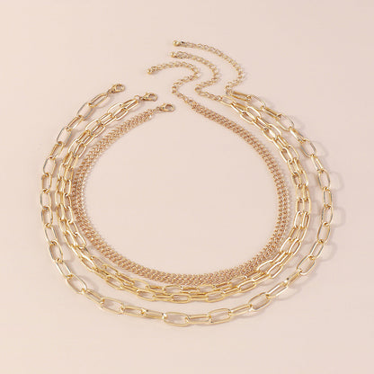 18K Gold-Plated Layered Curb Chain Necklace Set, jewelry gift sets for women, elegant gift for her, lifestyle look