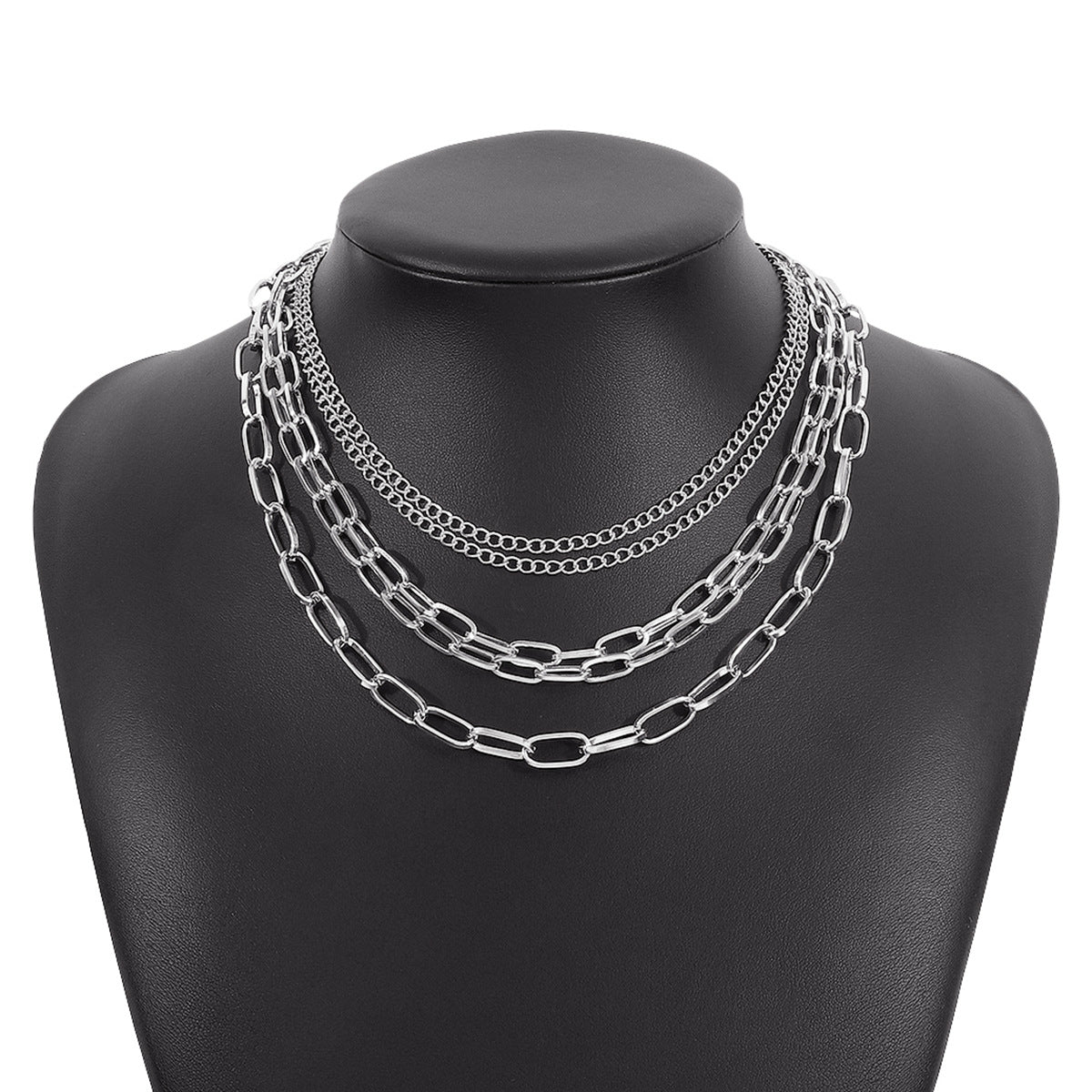 Silver-Plated Cable Chain Necklace Set, jewelry gift sets for women, botanical inspired, styled look