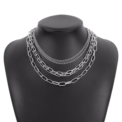 Silver-Plated Cable Chain Necklace Set, jewelry gift sets for women, botanical inspired, styled look