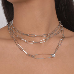 Silver-Plated Clip Layered Necklace