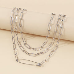 Silver-Plated Clip Layered Necklace