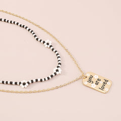 Black Howlite & Enamel 18K Gold-Plated Flower Layered Pendant Necklace