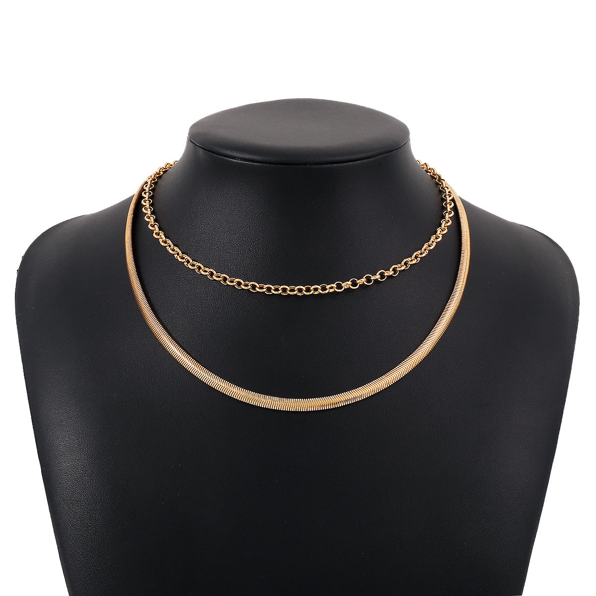 18K Gold-Plated Herringbone Chain Layered Necklace
