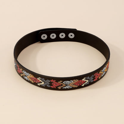 Black and Multicolor Boho Choker Necklace, chunky choker necklace, elegant gift for her, side view