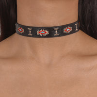 Black & Red Geometric Choker Necklace