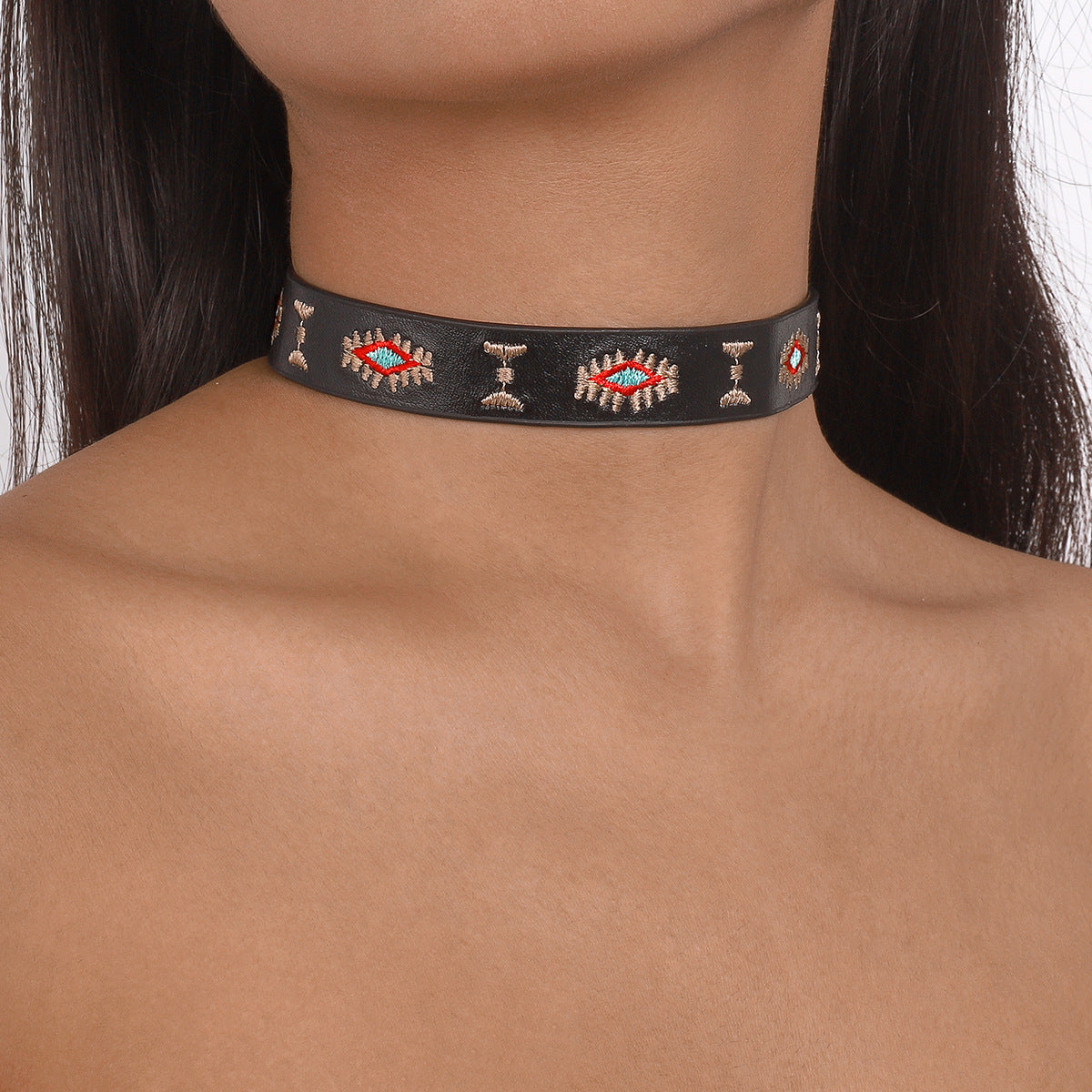 Black and Red Geometric Choker Necklace, chunky choker necklace, everyday style, lifestyle look
