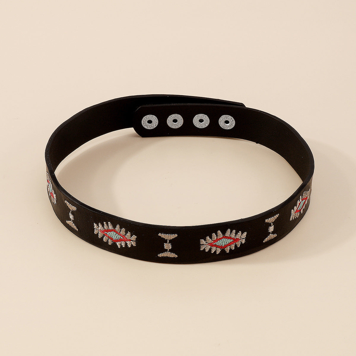 Black and Red Geometric Choker Necklace, chunky choker necklace, everyday style, side view