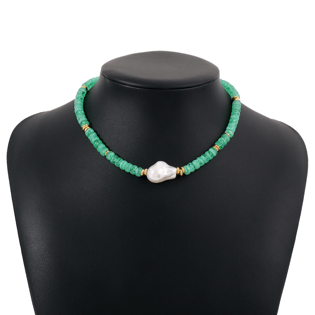 Green Quartz & Pearl 18K Gold-Plated Beaded Choker Necklace