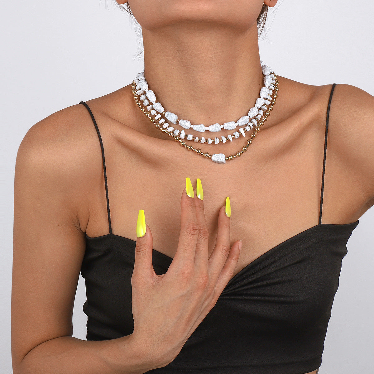 White Turquoise & Howlite Bead Necklace Set
