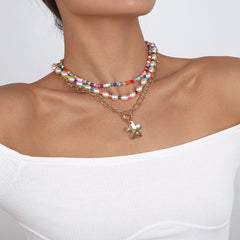 Multicolor Howlite & Pearl 18K Gold-Plated Flower Pendant Necklace Set
