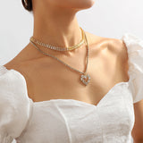 Crystal & Cubic Zirconia Heart Layered Pendant Necklace