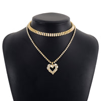 Crystal & Cubic Zirconia Heart Layered Pendant Necklace