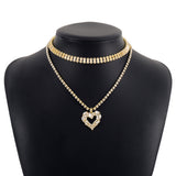 Crystal & Cubic Zirconia Heart Layered Pendant Necklace