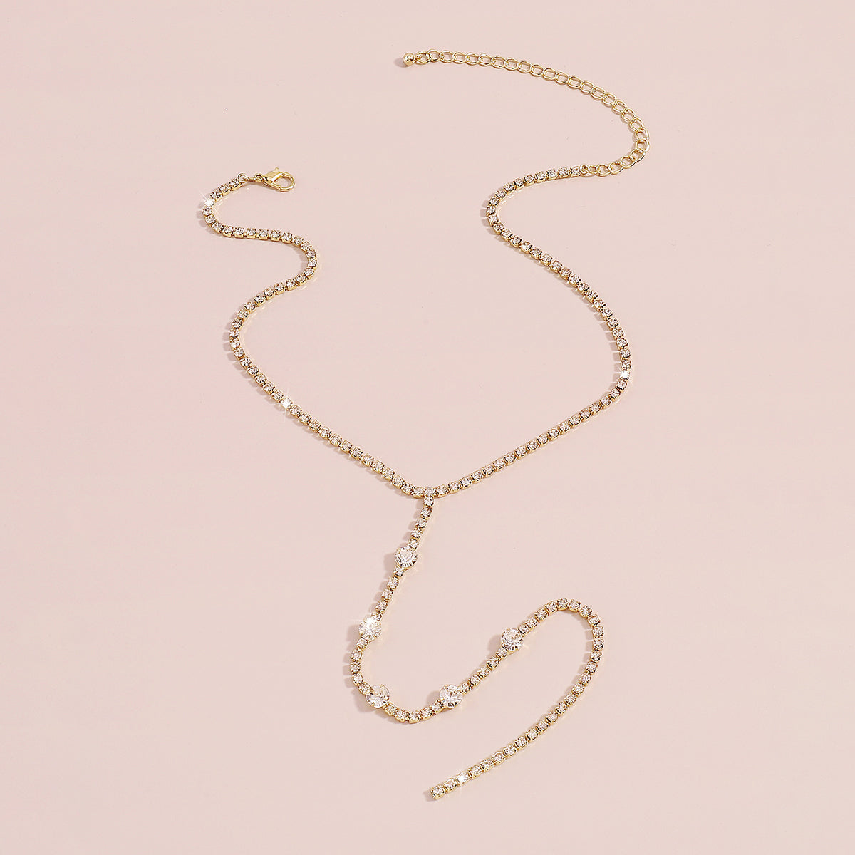 Cubic Zirconia and 18K Gold-Plated Lariat Necklace, gold pendant necklace for women, dainty minimalist design, lifestyle look
