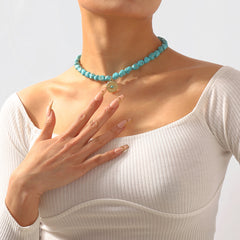 Turquoise & 18K Gold-Plated Eye Pendant Necklace