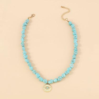 Turquoise and 18K Gold-Plated Eye Pendant Necklace, gold pendant necklace for women, everyday style, lifestyle look