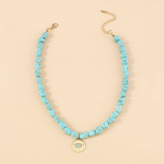 Turquoise & 18K Gold-Plated Eye Pendant Necklace
