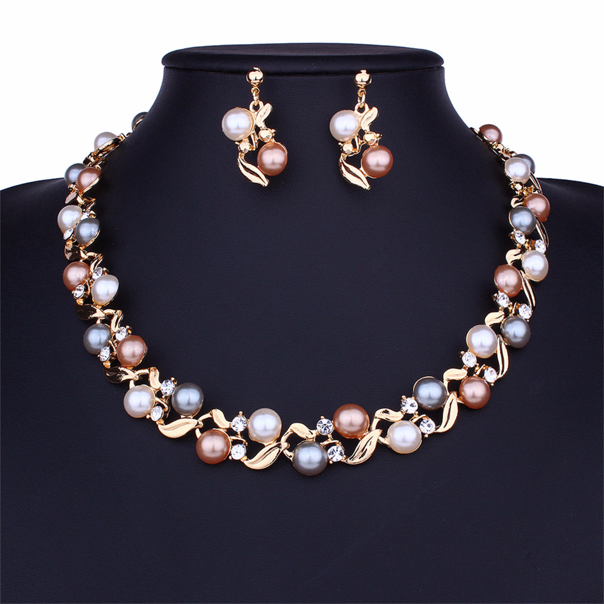 Pearl & Cubic Zirconia 18K Gold-Plated Chain Necklace & Drop Earrings