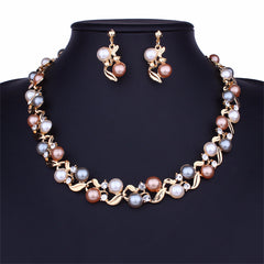 Pearl & Cubic Zirconia 18K Gold-Plated Chain Necklace & Drop Earrings
