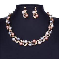 Pearl & Cubic Zirconia 18K Gold-Plated Chain Necklace & Drop Earrings