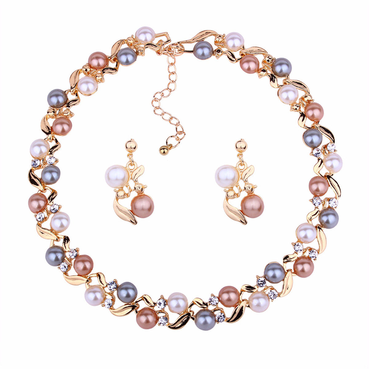 Pearl & Cubic Zirconia 18K Gold-Plated Chain Necklace & Drop Earrings