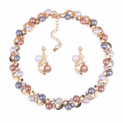 Pearl & Cubic Zirconia 18K Gold-Plated Chain Necklace & Drop Earrings
