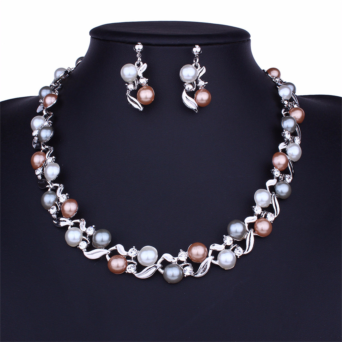 Pearl & Cubic Zirconia Silver-Plated Chain Necklace & Drop Earrings