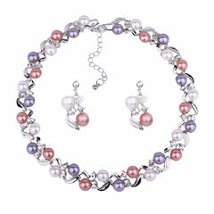 Pearl & Cubic Zirconia Silver-Plated Chain Necklace & Drop Earrings