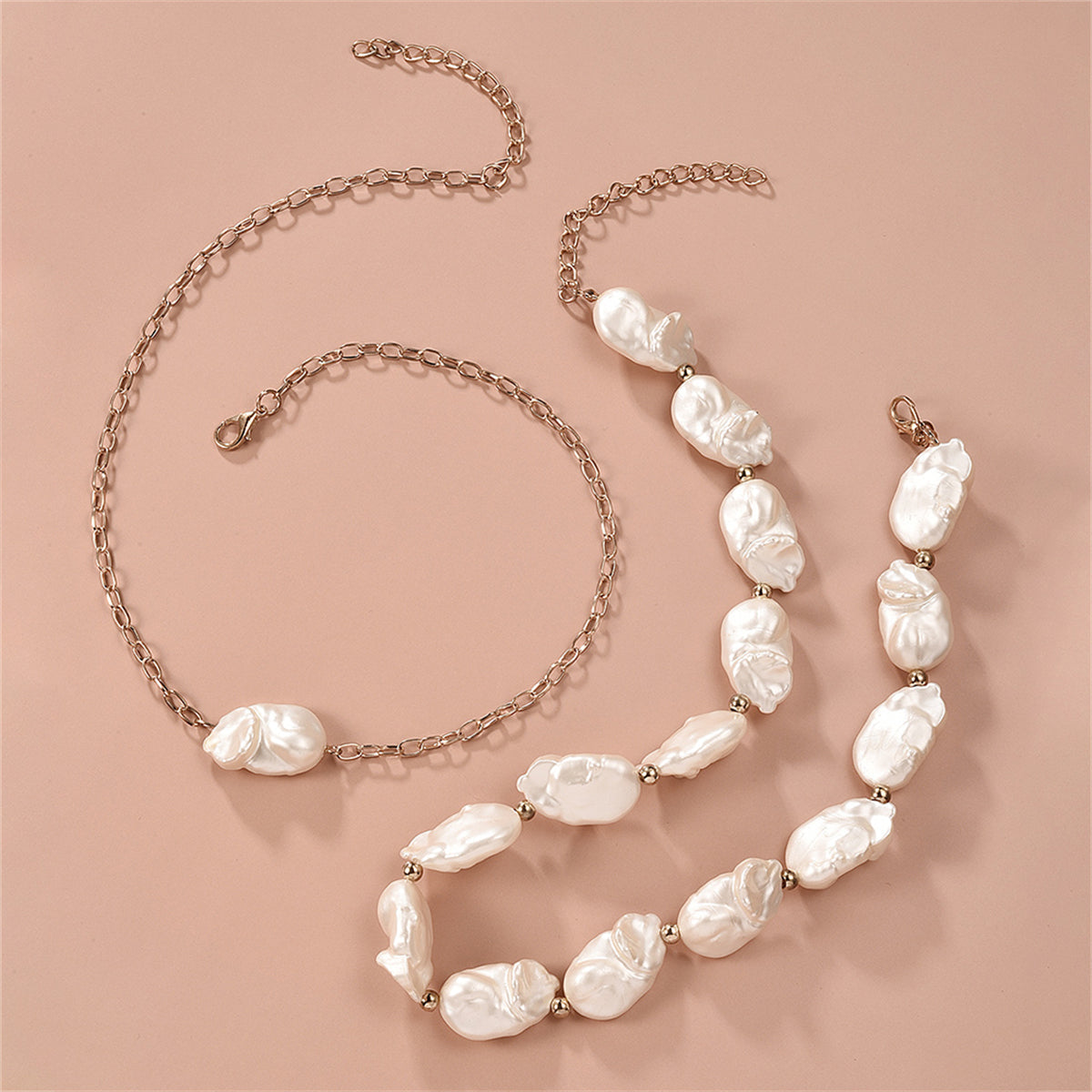 Pearl & 18K Gold-Plated Beaded Necklace Set