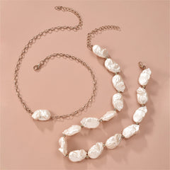 Pearl & 18K Gold-Plated Beaded Necklace Set