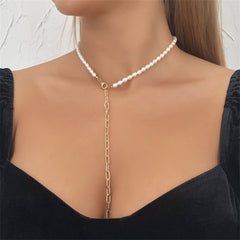 Pearl & 18K Gold-Plated Chain Necklace