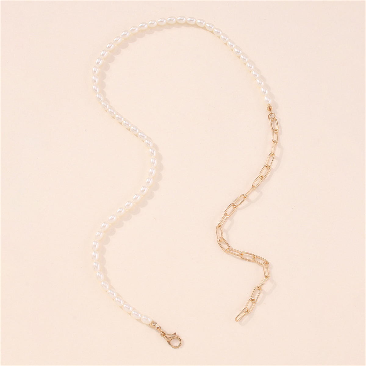 Pearl and 18K Gold-Plated Chain Necklace, gold pendant necklace for women, botanical inspired, styled look