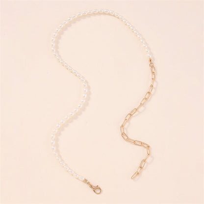 Pearl and 18K Gold-Plated Chain Necklace, gold pendant necklace for women, botanical inspired, styled look