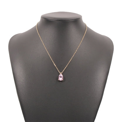 Pink Crystal and 18K Gold-Plated Teardrop Pendant Necklace, gold pendant necklace for women, styled look