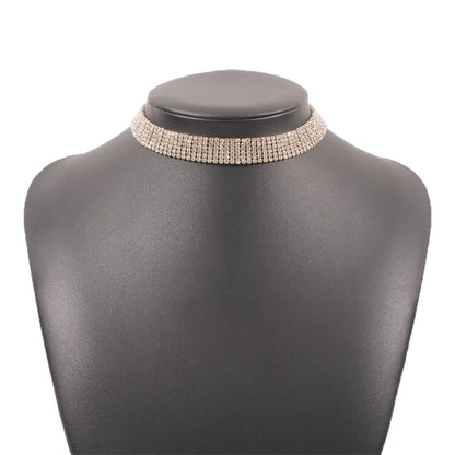 Cubic Zirconia and 18K Gold-Plated Layered Choker, chunky gold choker necklace, dainty minimalist design, detail close-up