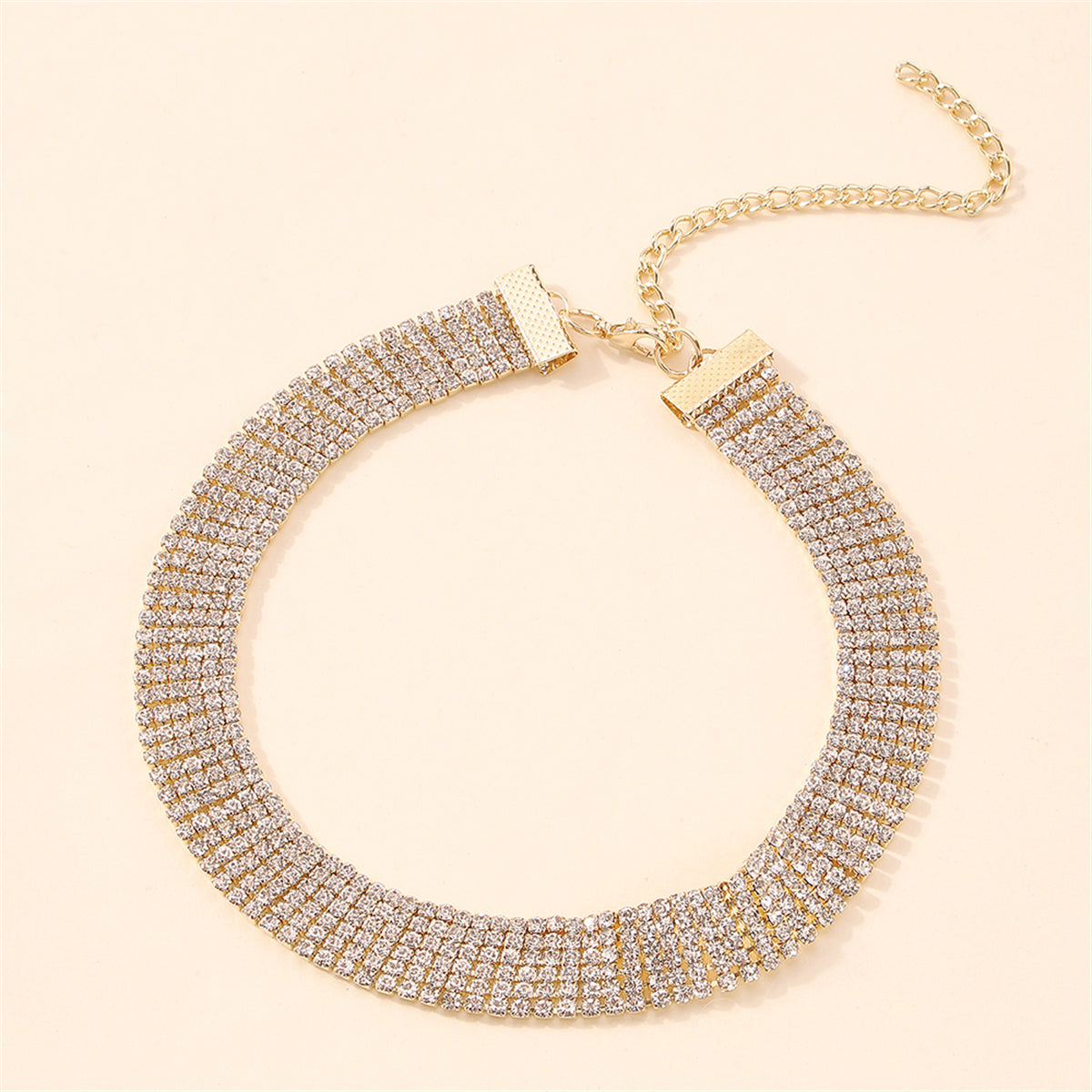 Cubic Zirconia and 18K Gold-Plated Layered Choker, chunky gold choker necklace, dainty minimalist design, lifestyle look