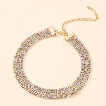 Cubic Zirconia and 18K Gold-Plated Layered Choker, chunky gold choker necklace, dainty minimalist design, lifestyle look