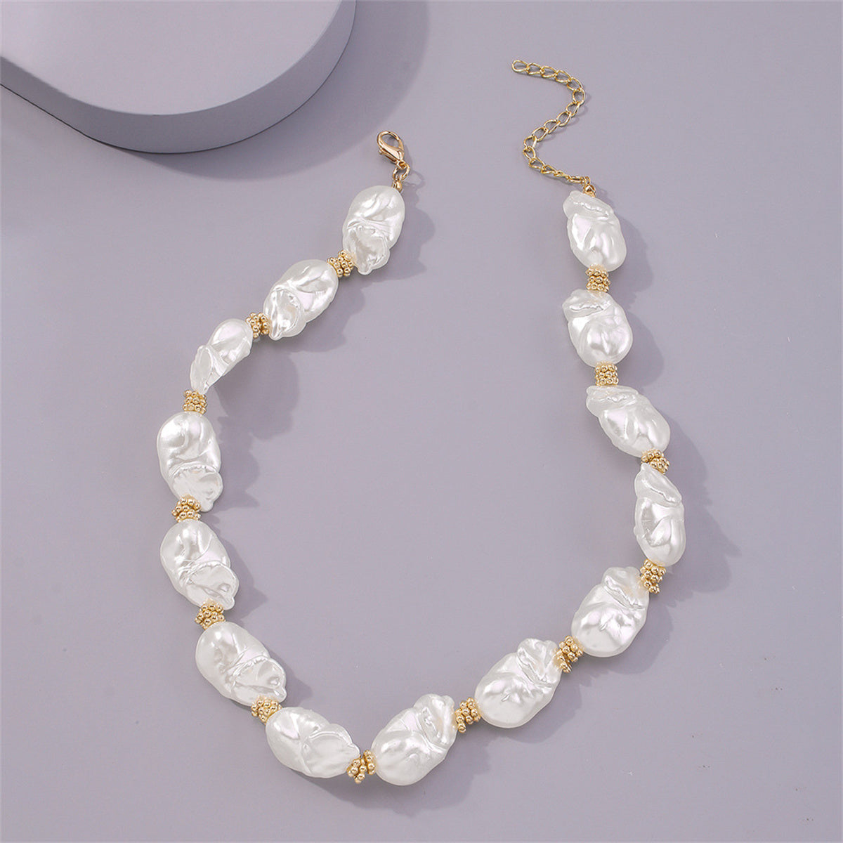 Pearl & 18K Gold-Plated Irregular Beaded Station Necklace