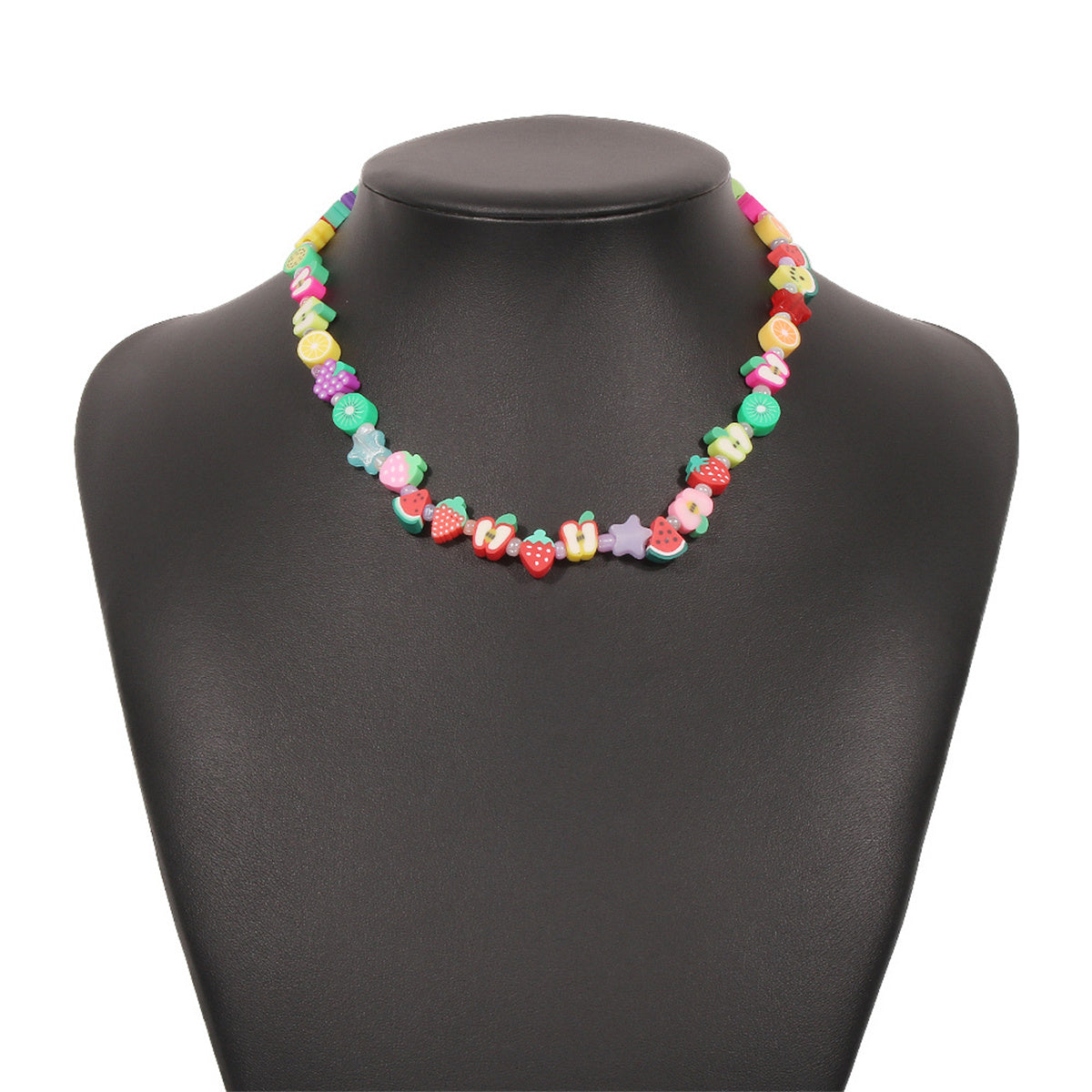 Green Howlite & Multicolor Polymer Clay 18K Gold-Plated Fruit Beaded Necklace