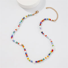 White & Blue Howlite Multicolor Star Beaded Necklace