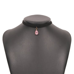 Pink Crystal & 18K Gold-Plated Layered Choker Necklace