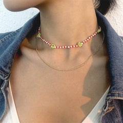 Red Howlite & 18K Gold-Plated Mum Station Necklace Set