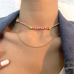 Red Howlite & 18K Gold-Plated Mum Station Necklace Set