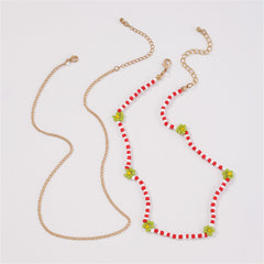 Red Howlite & 18K Gold-Plated Mum Station Necklace Set